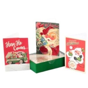 Blueink Vintage Santa’s Christmas Boxed Greeting Cards, Set of 15 (BCGC-022)